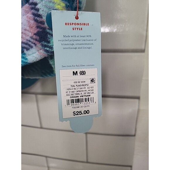 Cat & Jack Girls Sz M Teal Plaid Shacket Shirt Jacket Casual School Outdoor NWT - Picture 4 of 6